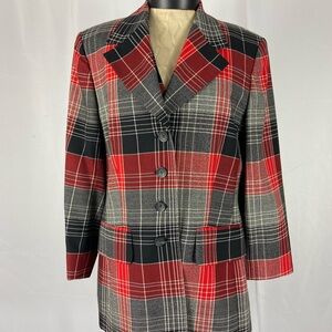 Laurel Size 38 Vintage Vibrant Red and Black Checkered Blazer and Vest